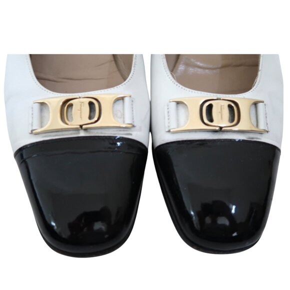 FERRAGAMO Two Tone spectator low heel pumps 6.5 B black & white - Picture 3 of 9